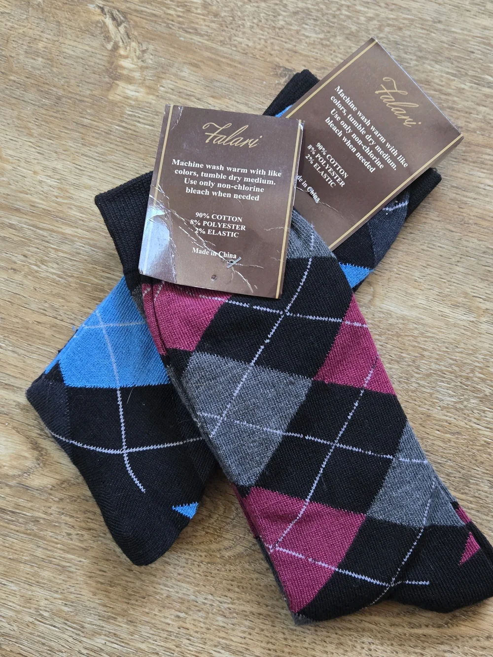 Men's Argyle Dress Socks 2 Pack - Blue and Burgundy Pairs